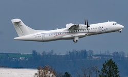 Das ist der erste Flieger der dänischen Airline DAT, der am Sonntag nach Frankfurt abhob. ...