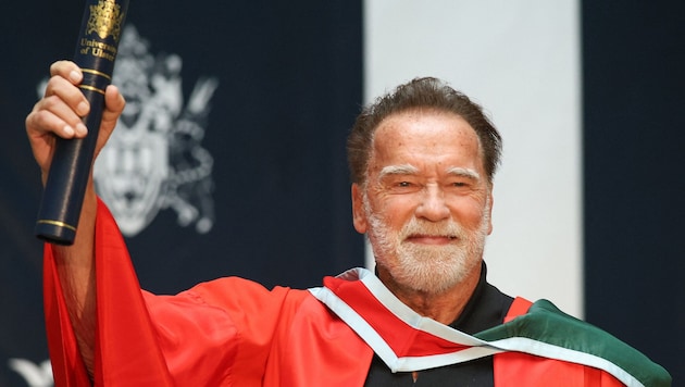 Große Freude beim „Terminator“: Arnold Schwarzenegger freute sich am Montag über die Verleihung ...