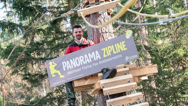 Werner Barta bastelt all seine Kletterparcours selbst. Seit Oktober des Vorjahres war er mit dem ...