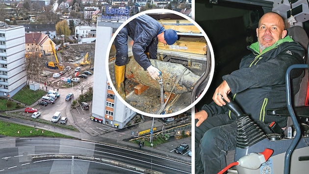 Der Blindgänger hatte sich in der Nähe des Bahnhofs tief ins Erdreich gebohrt und wurde nach ...