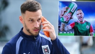 Marko Arnautovic wird zukünftig auf den Bierdosen von Egger zu sehen sein.