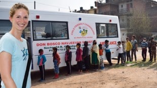 Magdalena Grießler war mit dem Bus an 21 Stationen im Norden Indiens im Einsatz.