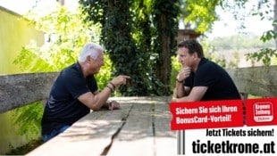 Live auf der Bühne: Toni Polster und Andi Herzog