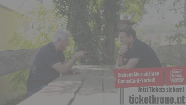 Live auf der Bühne: Toni Polster und Andi Herzog