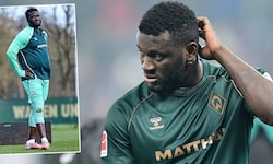 Werder-Stürmer Victor Boniface beim Training mit deutlichem Übergewicht.