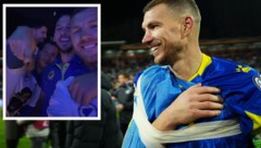 Edin Dzeko feierte die WM-Teilnahmen mit seinen Team-Kollegen bis tief in die Nacht.