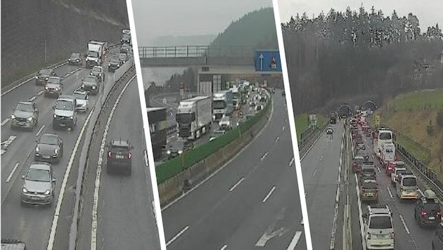 Auf der A13 Brennerautobahn in Tirol kam es bereits in den Morgenstunden zu massiven Staus.