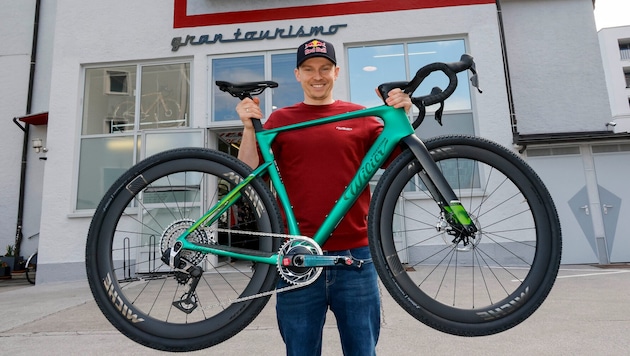 Frisch aus dem Shop: Der Wahl-Salzburger mit seinem italienischen Gravelbike.