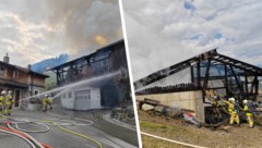 Die Feuerwehr war rasch zur Stelle. Etwa die Hälfte des Wirtschaftsgebäudes wurde zerstört.