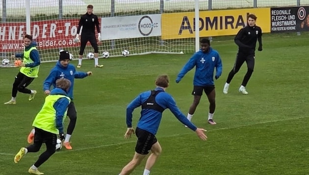Beim Training in Wels erlebten Dominik Samardzija (im Tor) und Felix Albrecht (r.) hohe ...