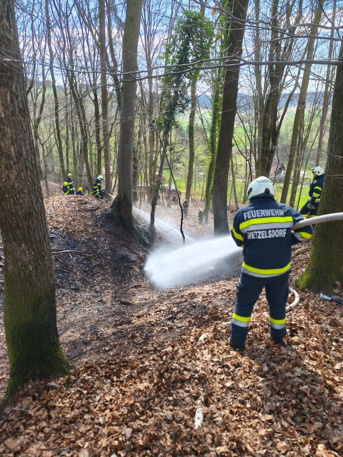 Am Vormittag des Karsamstags mussten Feuerwehrleute in Jagerberg einen Waldbrand löschen.