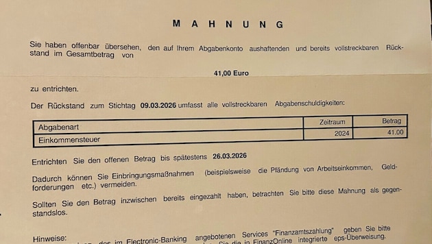 Rätselraten um 41 Euro Steuernachzahlung für Klimabonus, den Ternitzerin im Jahr 2024 erhielt.