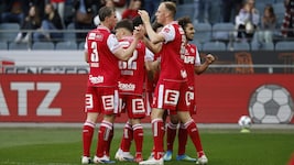 Die Spieler des GAK jubelte über den dritten Sieg in Folge.