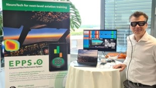 Die „Pulsuhr fürs Gehirn“, die im Cockpit und Simulator integriert wird, führt Christian ...