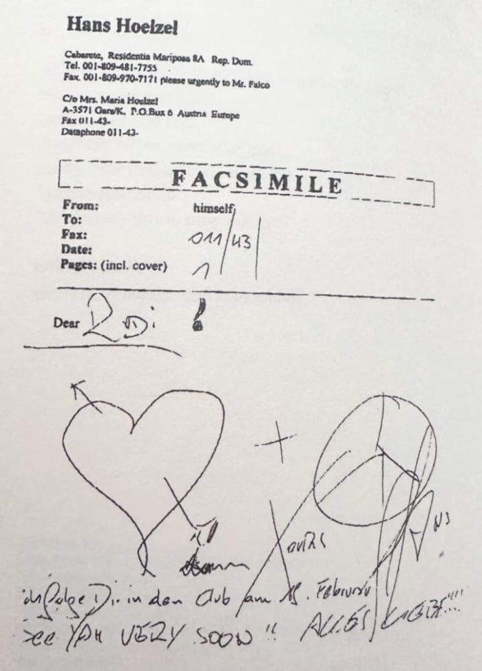 Das letzte Fax von Falco vor dem Unglück