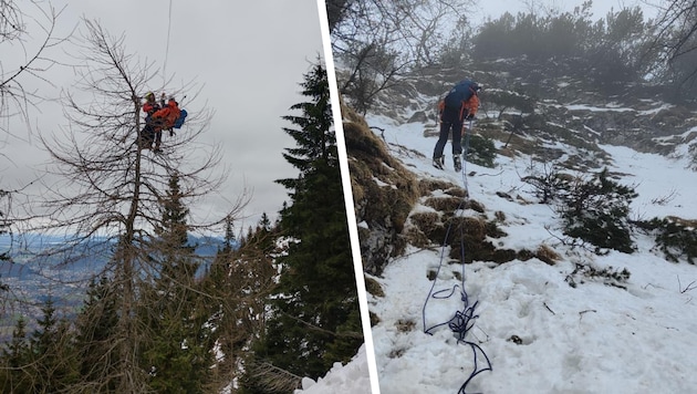 Trapped in the snow: A tourist from China had to be rescued by mountain rescue teams on the ...