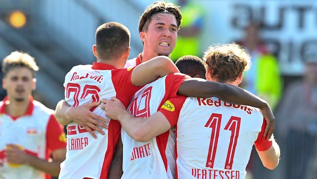 So sieht pure Erleichterung aus: Red Bull Salzburg kann ja doch noch treffen und siegen …