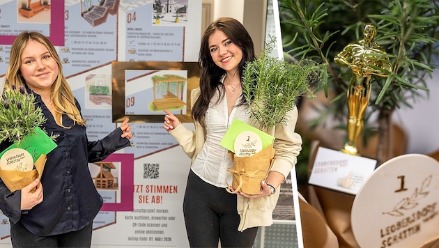 Lara Eibler und Eleanore Berger zeigen stolz ihr Projekt, das demnächst auch schon am ...