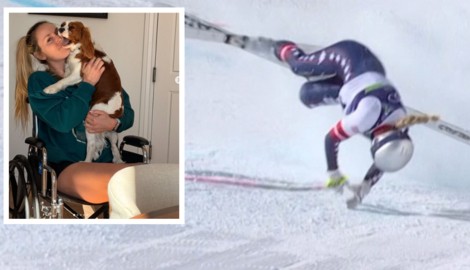 Lindsey Vonn stürzte in der Olympia-Abfahrt schwer.
