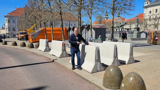 Diese Beton-Schutzwände müssen pro Event aufgestellt werden.