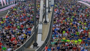 Schwitzen auf hohem Niveau: auf der Donaubrücke beim Marathon 2025
