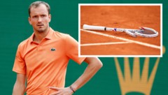 Daniil Medwedew und sein bemitleidenswerter Schläger, der nun an einem besseren Ort sein dürfte ...