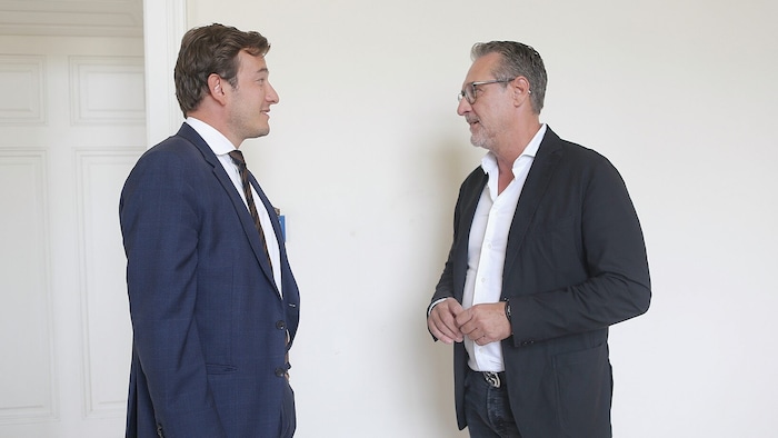 Heinz-Christian Strache with his lawyer Maximilian Donner-Reichstädter