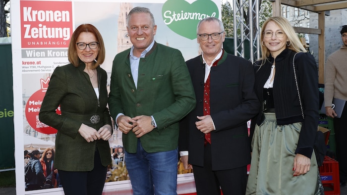 Landesrätin Simone Schmiedtbauer, Landeshauptmann Mario Kunasek, „Krone“-Chefredakteur Klaus ...
