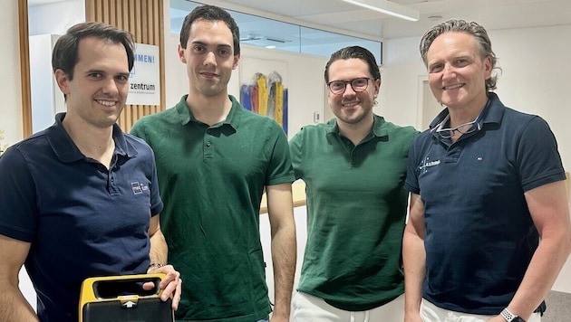 Lebensretter: Dr. Klein mit Defibrillator, Medizinstudent Lukas Steiner, Sonographer Franz ...