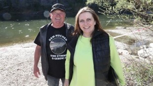 Jürgen Radspieler Franz „Huchenfranz“ Keppel und Romana Ull (Naturschutzbund) besichtigten am Mittwoch den ...