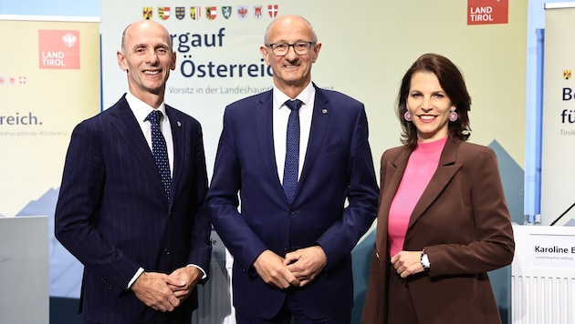 v.l.: LR Willibald Ehrenhöfer (Steiermark), LH Anton Mattle, LH Karoline Edstadler (Salzburg)