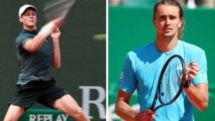 Jannik Sinner (li.) bekommt‘s mit Alexander Zverev zu tun.