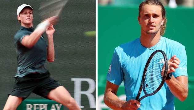 Jannik Sinner (li.) bekommt‘s mit Alexander Zverev zu tun.