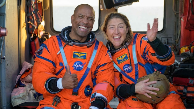 Astronauts Victor Glover and Christina Koch after returning to Earth
