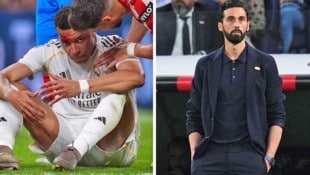 Kylian Mbappe (li.) kassierte eine Platzwunde, aber keinen Elferpfff. Das brachte seinen Trainer ...