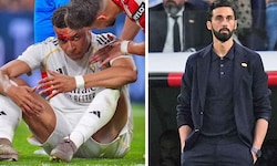 Kylian Mbappe (li.) kassierte eine Platzwunde, aber keinen Elferpfff. Das brachte seinen Trainer ...