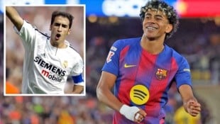 Barca-Youngstern Lamine Yamal (rechts, großes Bild) hat Real-Legende Raul ausgestochen.