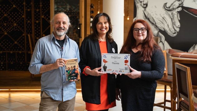 Martina Parker mit Schauspielern Reinhold Moritz und Veronika Polly.