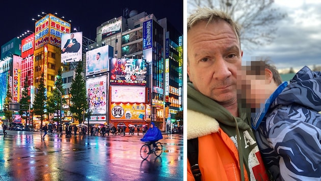 Akito mit seinem Wiener Vater Alexander Herrhausen. Der 3-Jährige ist jetzt in Tokio, der ...