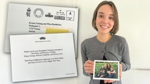 „Krone“-Redakteurin Lisa Schinagl zeigt stolz das Antwortschreiben der Royals. Einzig beim ...