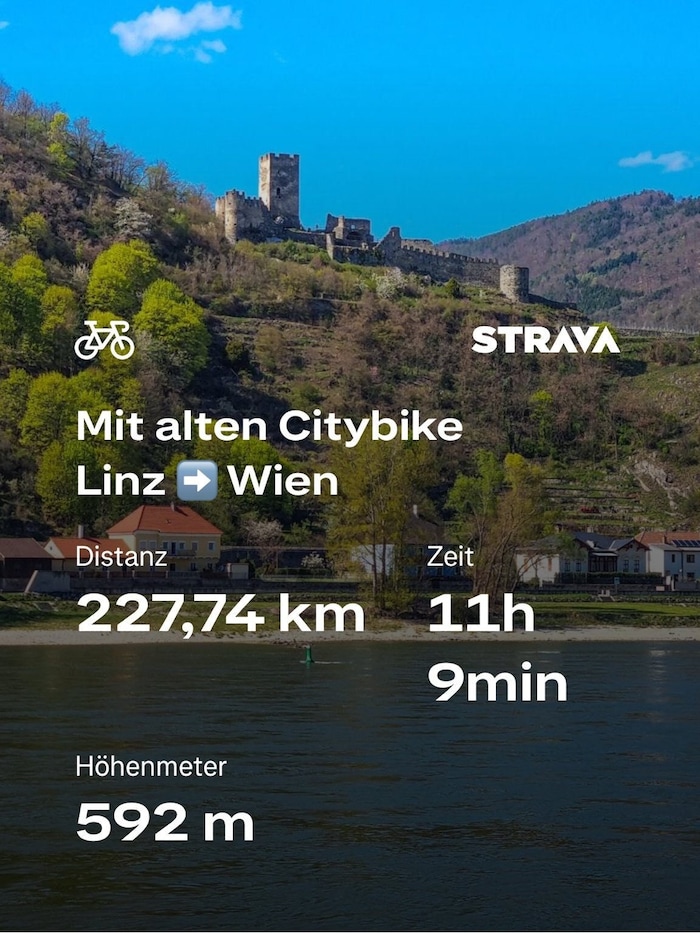 Der begeisterte Pedalritter zeichnete sein „Abenteuer“ mit einer beliebten Sport- App auf.