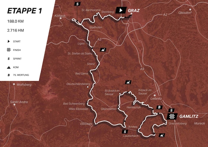Etappe 1 führt durch die Steiermark.