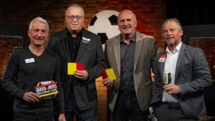 Moderator Hannes Steiner mit Ex-ÖFB-Teamtorhüter Franz Wohlfahrt und den Experten Kurt Garger ...