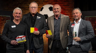 Moderator Hannes Steiner mit Ex-ÖFB-Teamtorhüter Franz Wohlfahrt und den Experten Kurt Garger ...