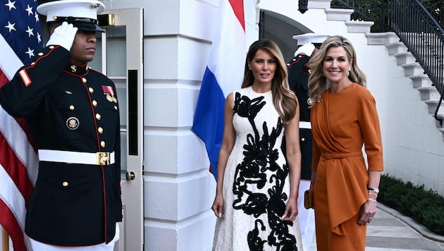 Melania Trump hieß Königin Máxima am Montag im Weißen Haus willkommen.