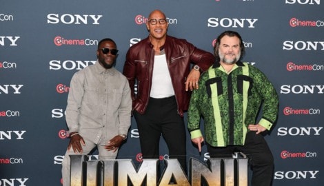 Kevin Hart, Dwayne „The Rock“ Johnson und Jack Black präsentierten „Jumanji 3“.