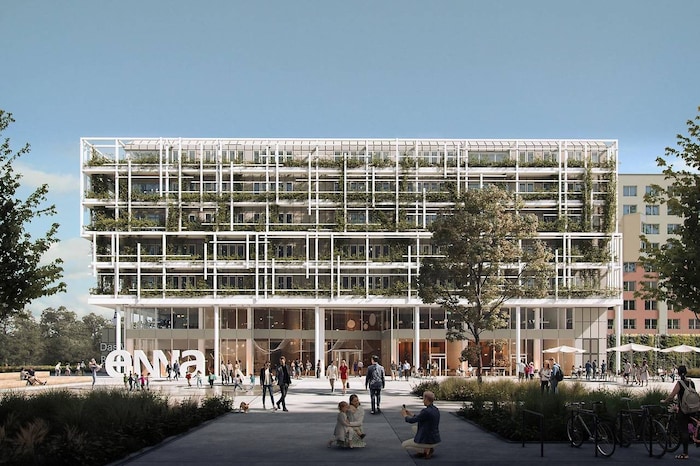 Viel grün: Die Dächer und Innenhöfe des Gebäudes wurden begrünt und zu attraktiven Freiflächen ...