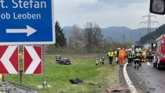 Die Unfallstelle auf der S36 bei der Abfahrt Sankt Stefan ob Leoben