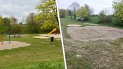 Rutsche, Schaukel, Klettergerüst, Basketballkorb, Schaukelpferd und Sitzbank sind nun weg.