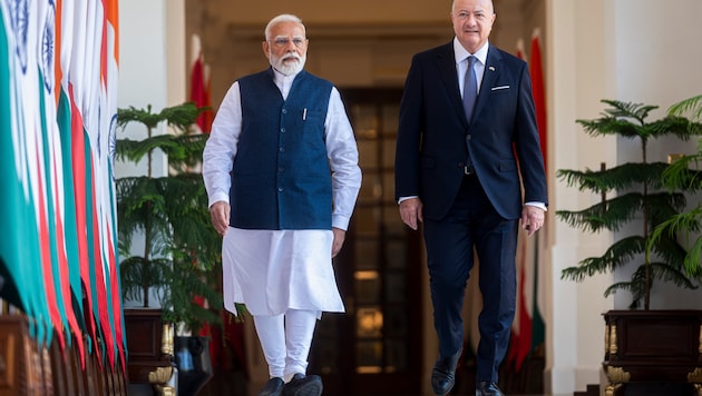 Indiens Premierminister Narendra Modi mit Bundeskanzler Christian Stocker.